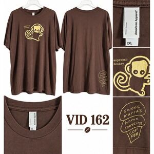 VID 162 Sweet Maria's Espresso Monkey Shirt 2XL American Apparel 2008 Coffee Tee